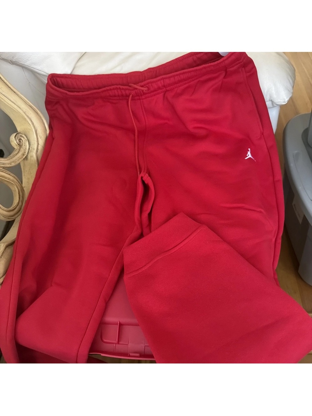 Jordan Red Men's Fleece Joggers with Small Jumpman Logo
